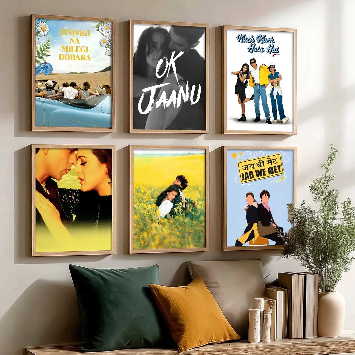 Retro Hindi Film Bollywood Famous Characters Wall Art Paintings with Frame for Living Room Bedroom