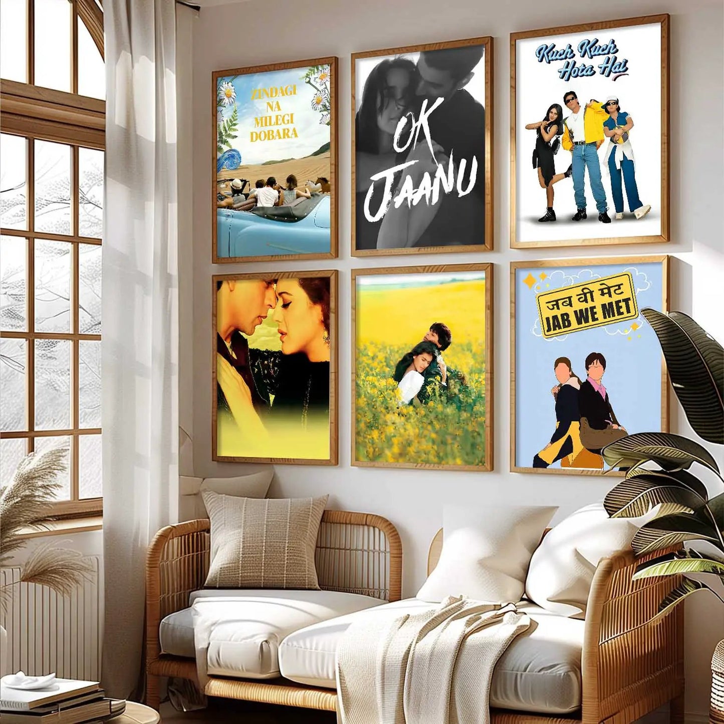 Retro Hindi Film Bollywood Famous Characters Wall Art Paintings with Frame for Living Room Bedroom