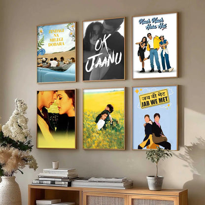 Retro Hindi Film Bollywood Famous Characters Wall Art Paintings with Frame for Living Room Bedroom