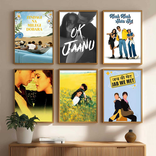 Retro Hindi Film Bollywood Famous Characters Wall Art Paintings with Frame for Living Room Bedroom