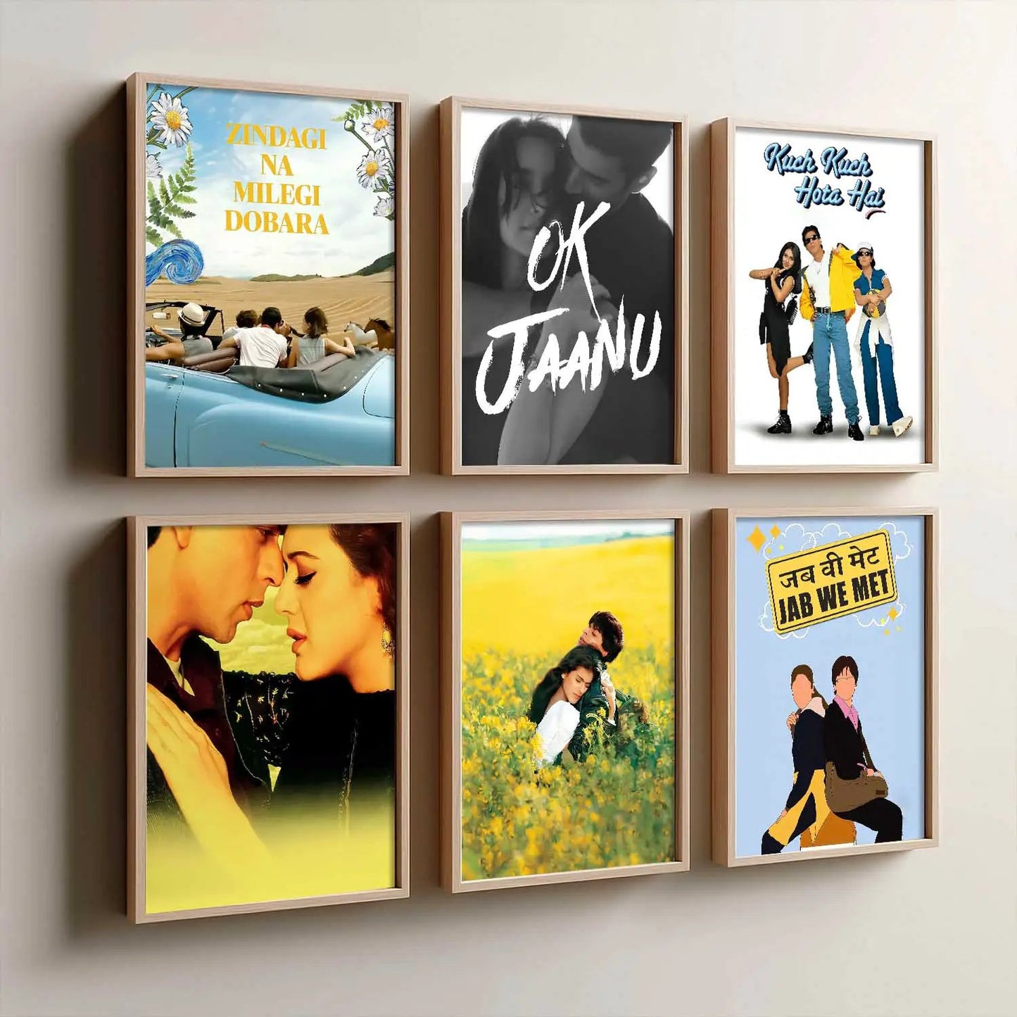 Retro Hindi Film Bollywood Famous Characters Wall Art Paintings with Frame for Living Room Bedroom