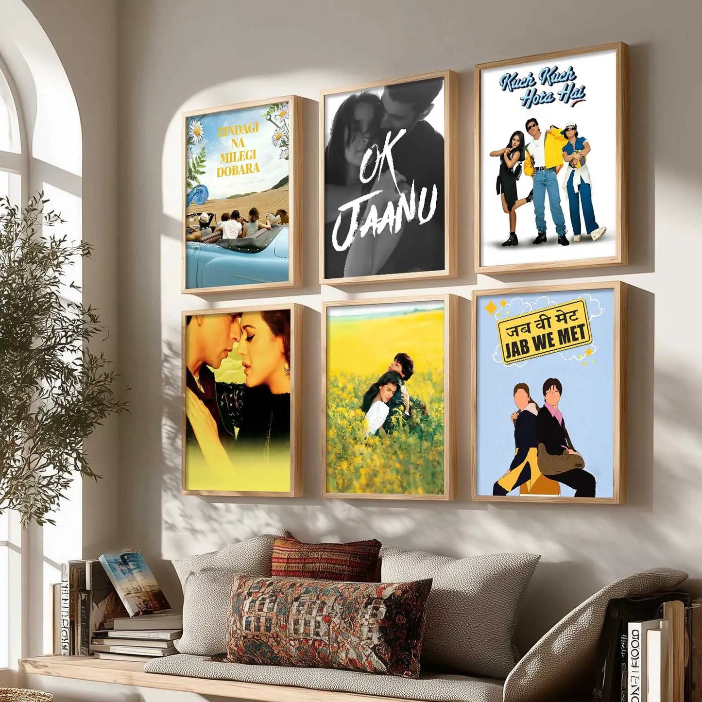 Retro Hindi Film Bollywood Famous Characters Wall Art Paintings with Frame for Living Room Bedroom