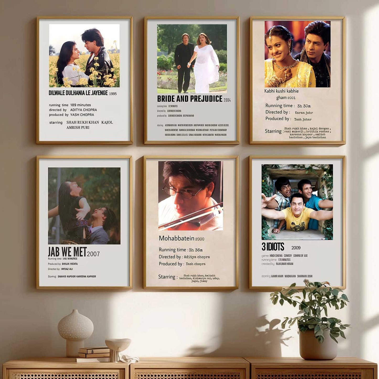 Bollywood Old Hindi Movies Wall Art Paintings with Frame for Living Room Bedroom