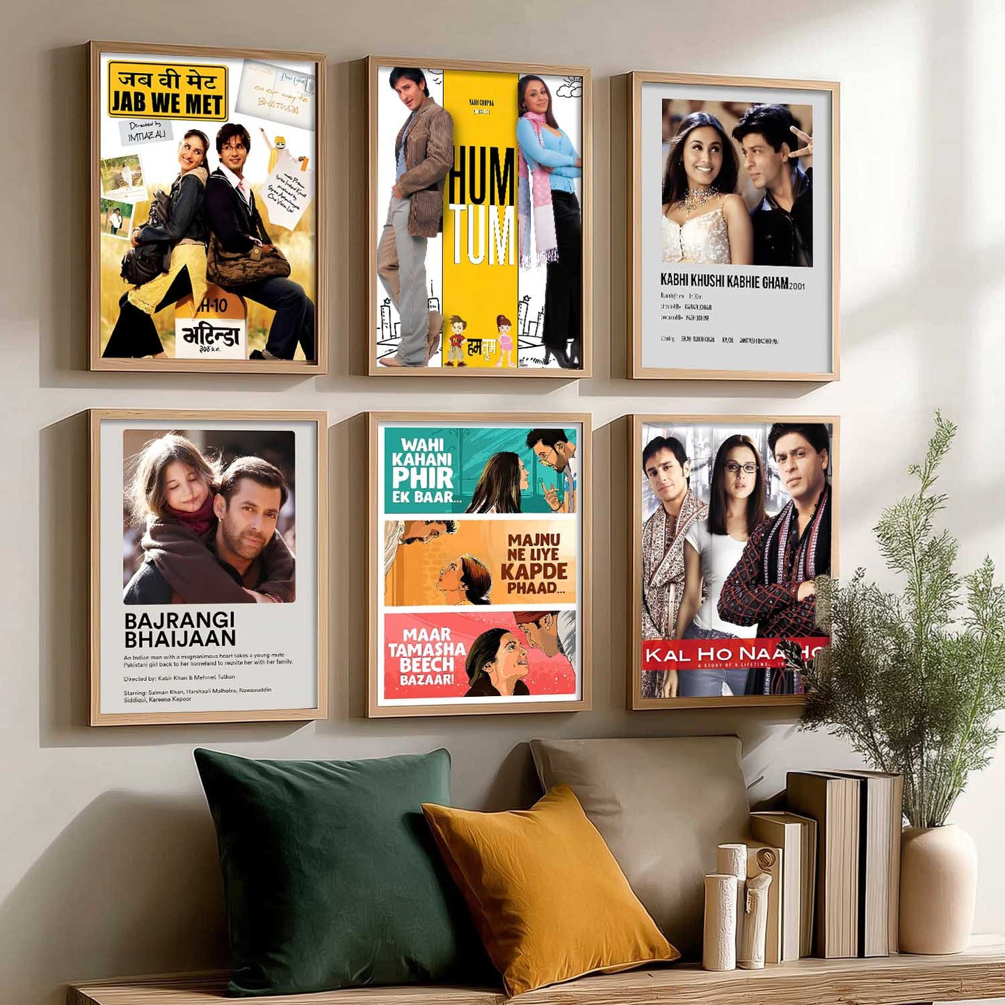 Bollywood Iconic Hindi Movies Wall Art Paintings with Frame for Living Room Bedroom