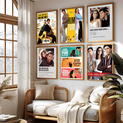 Bollywood Iconic Hindi Movies Wall Art Paintings with Frame for Living Room Bedroom