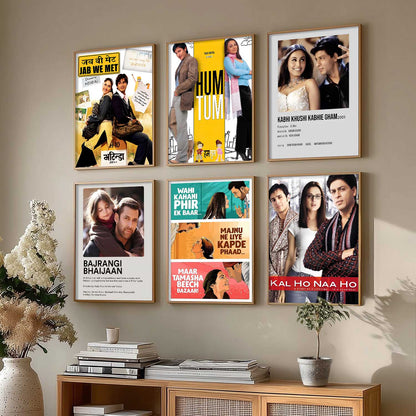 Bollywood Iconic Hindi Movies Wall Art Paintings with Frame for Living Room Bedroom