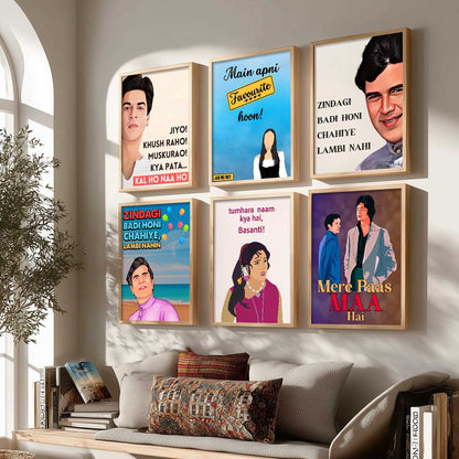 Bollywood Retro Hindi Film Wall Art Paintings with Frame for Living Room Bedroom