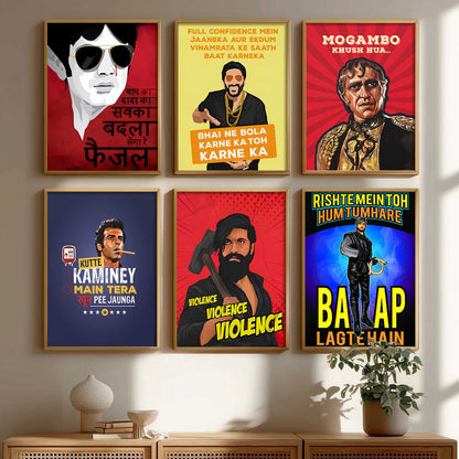 Bollywood Iconic Movies  Wall Art Paintings with Frame for Living Room Bedroom