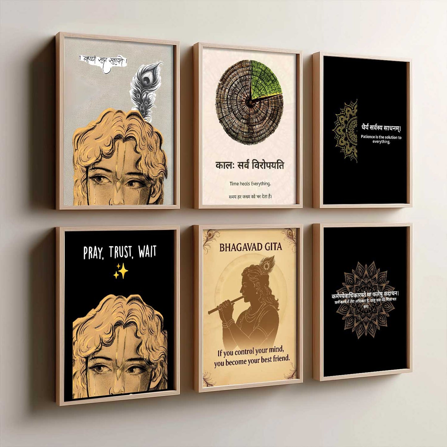 Lord Krishna Hinduism Wall Art Paintings with Frame for Living Room Bedroom