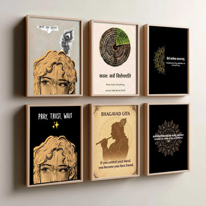 Lord Krishna Hinduism Wall Art Paintings with Frame for Living Room Bedroom