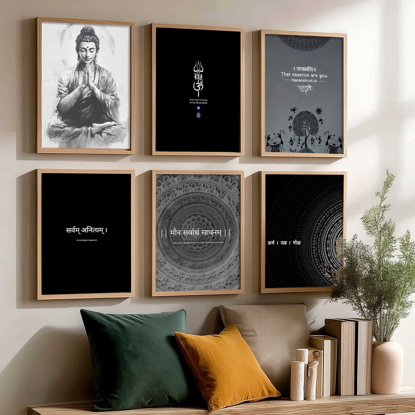 Lord Buddha Hinduism Wall Art Paintings with Frame for Living Room Bedroom