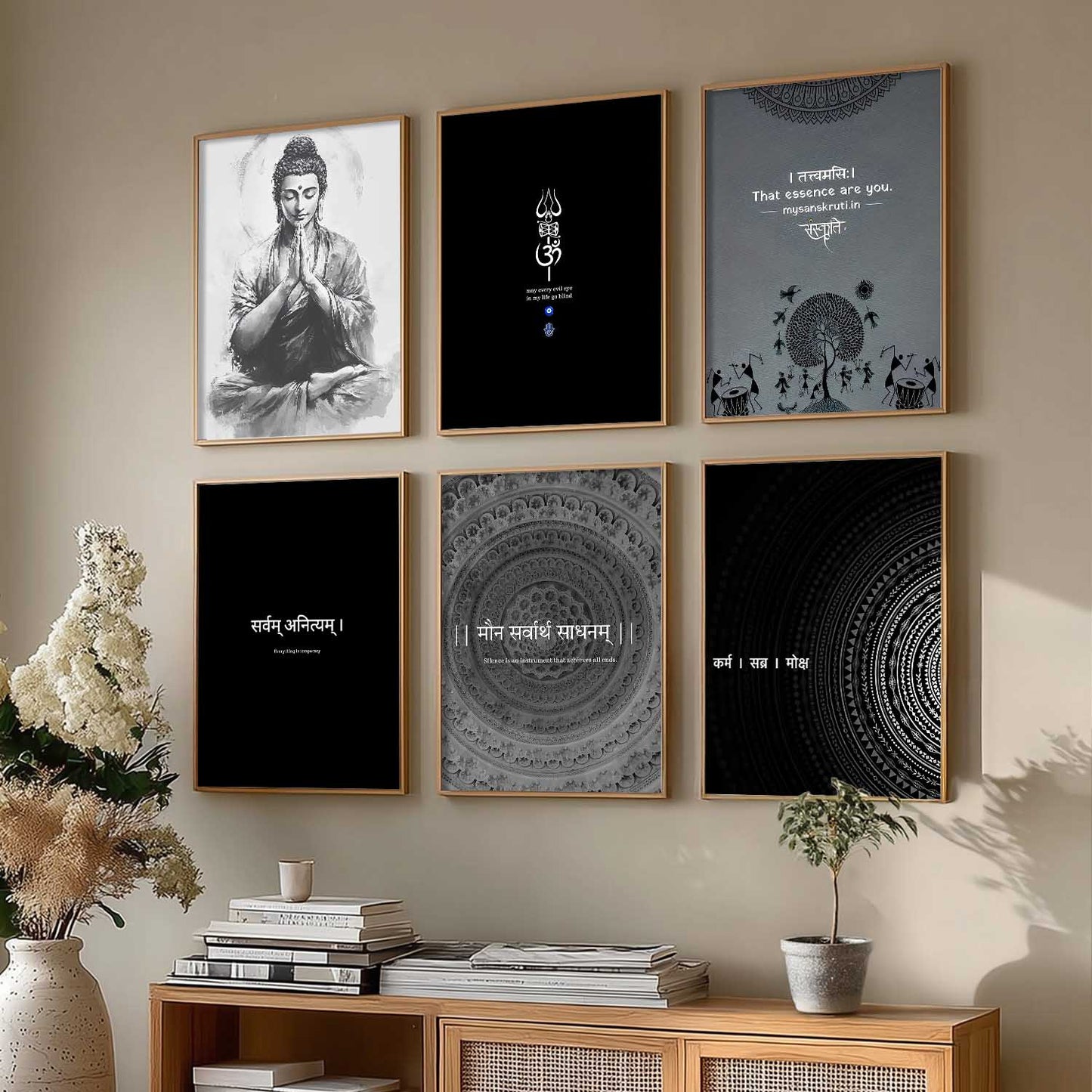 Lord Buddha Hinduism Wall Art Paintings with Frame for Living Room Bedroom