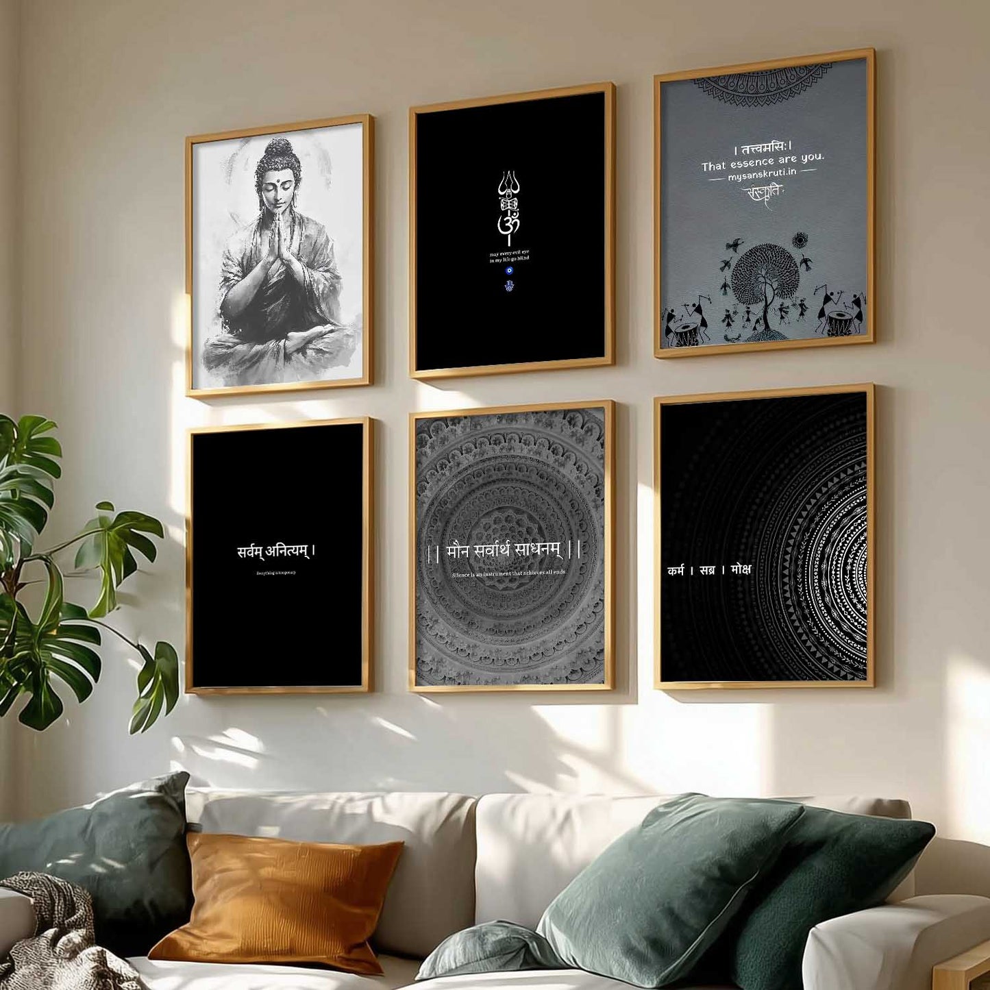 Lord Buddha Hinduism Wall Art Paintings with Frame for Living Room Bedroom