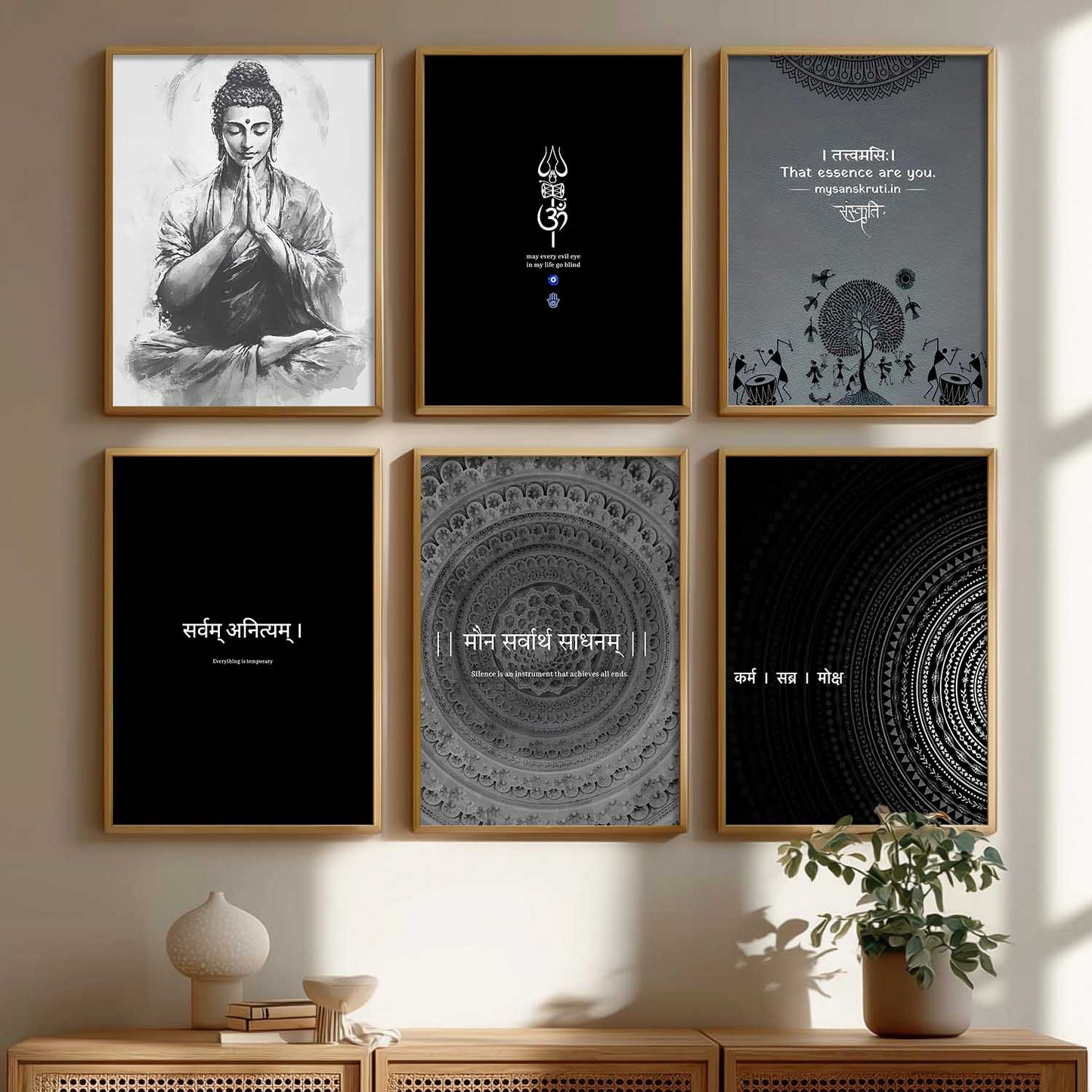 Lord Buddha Hinduism Wall Art Paintings with Frame for Living Room Bedroom