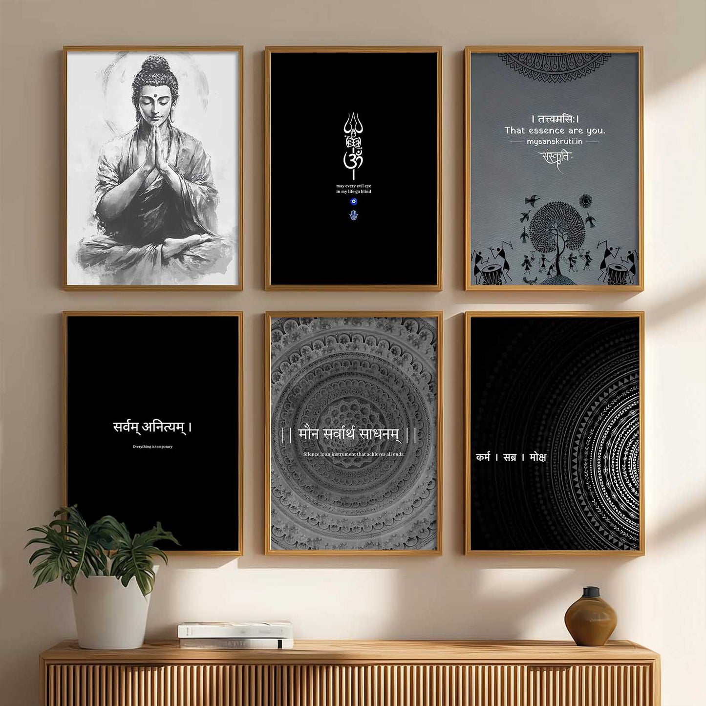 Lord Buddha Hinduism Wall Art Paintings with Frame for Living Room Bedroom