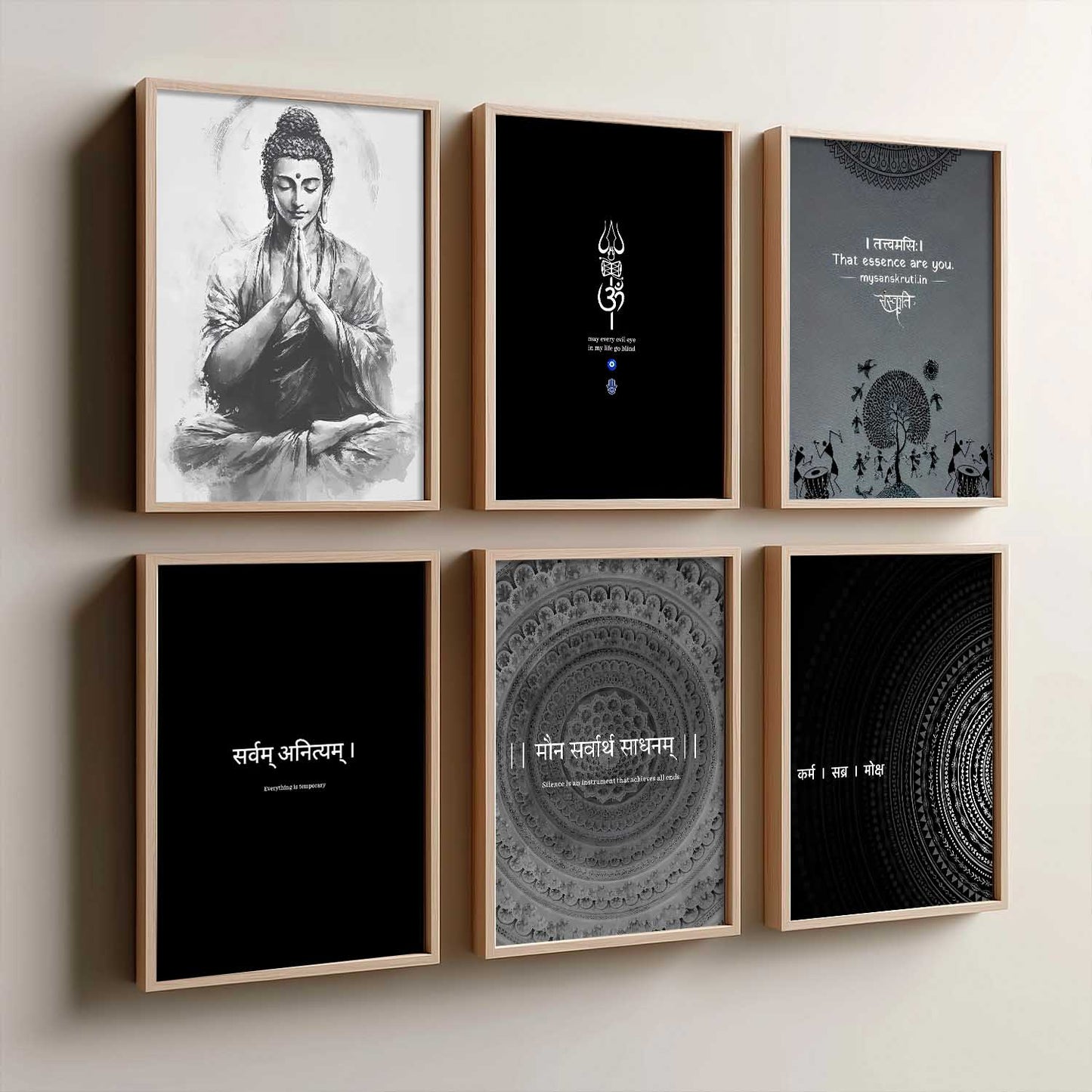 Lord Buddha Hinduism Wall Art Paintings with Frame for Living Room Bedroom