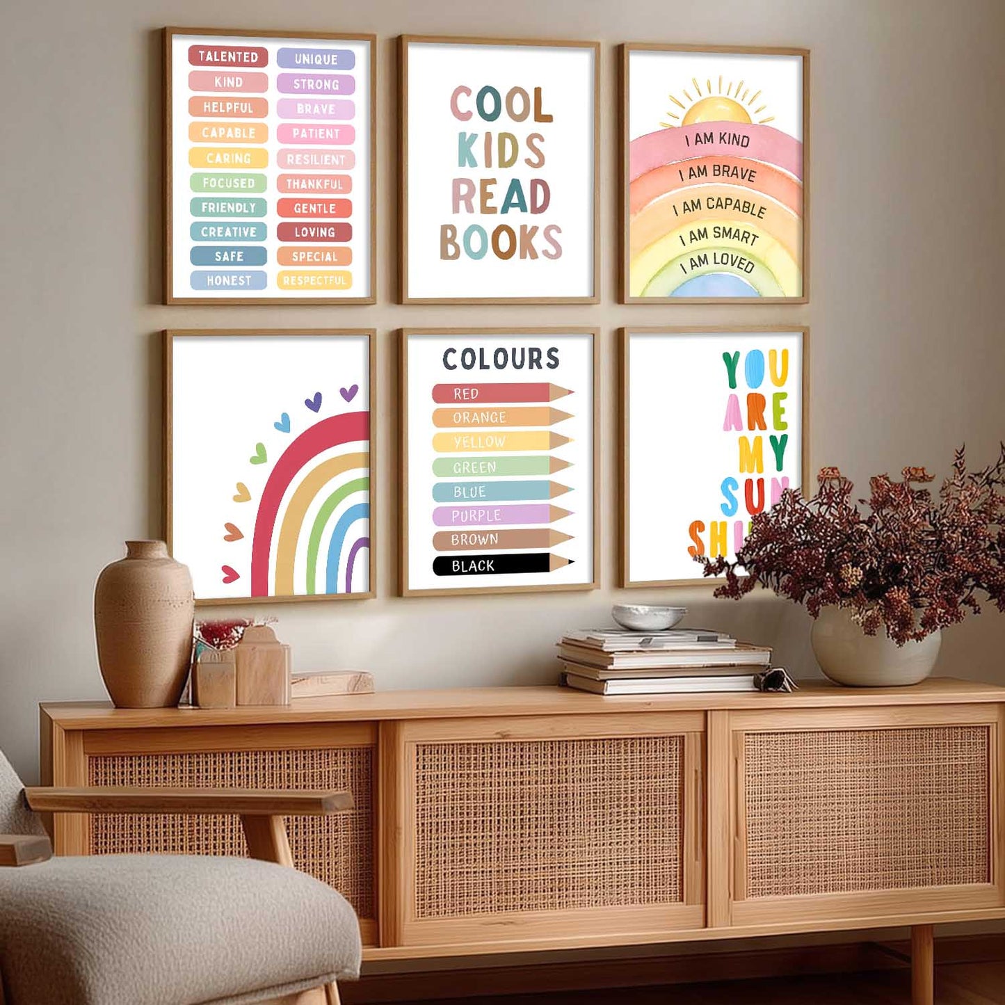Educational Words Colours Motivational Wall Art Paintings with Frame for Living Room Bedroom
