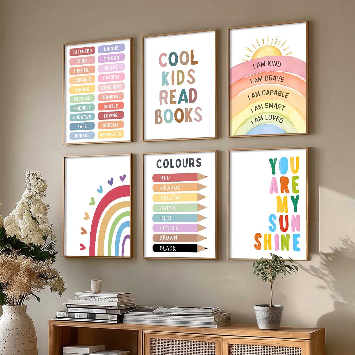 Educational Words Colours Motivational Wall Art Paintings with Frame for Living Room Bedroom
