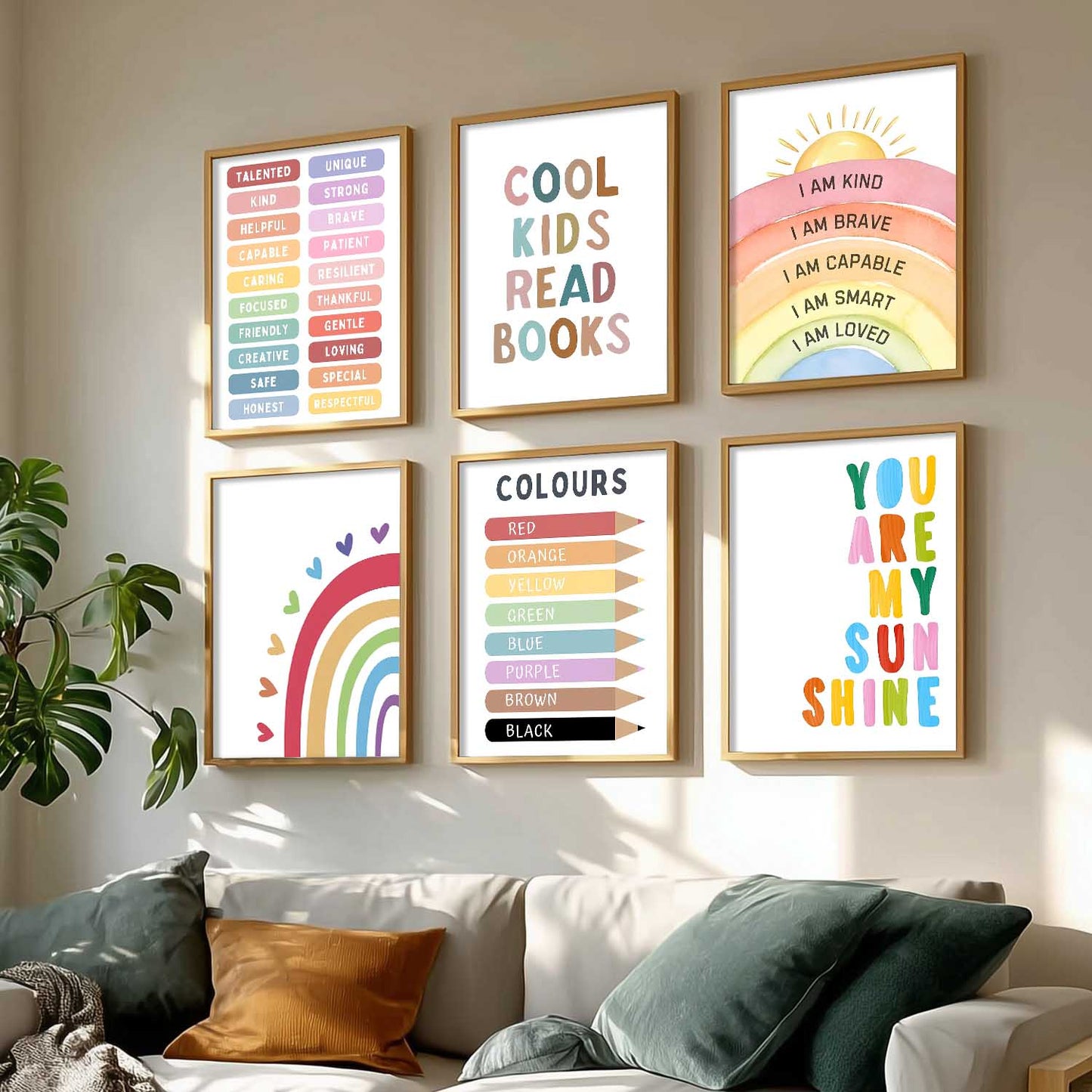 Educational Words Colours Motivational Wall Art Paintings with Frame for Living Room Bedroom