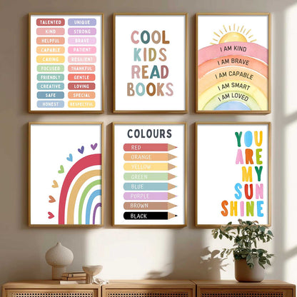 Educational Words Colours Motivational Wall Art Paintings with Frame for Living Room Bedroom
