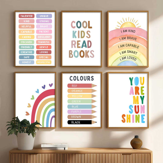 Educational Words Colours Motivational Wall Art Paintings with Frame for Living Room Bedroom