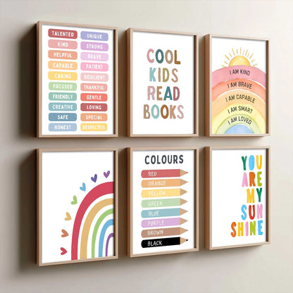 Educational Words Colours Motivational Wall Art Paintings with Frame for Living Room Bedroom