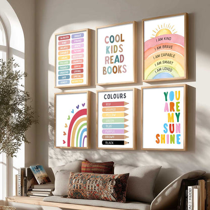 Educational Words Colours Motivational Wall Art Paintings with Frame for Living Room Bedroom