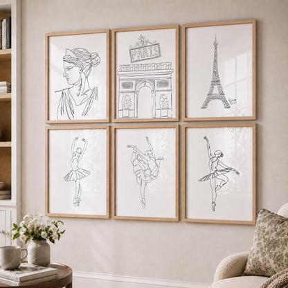 Minimalist Dancing Lady Wall Art Paintings with Frame for Living Room Bedroom
