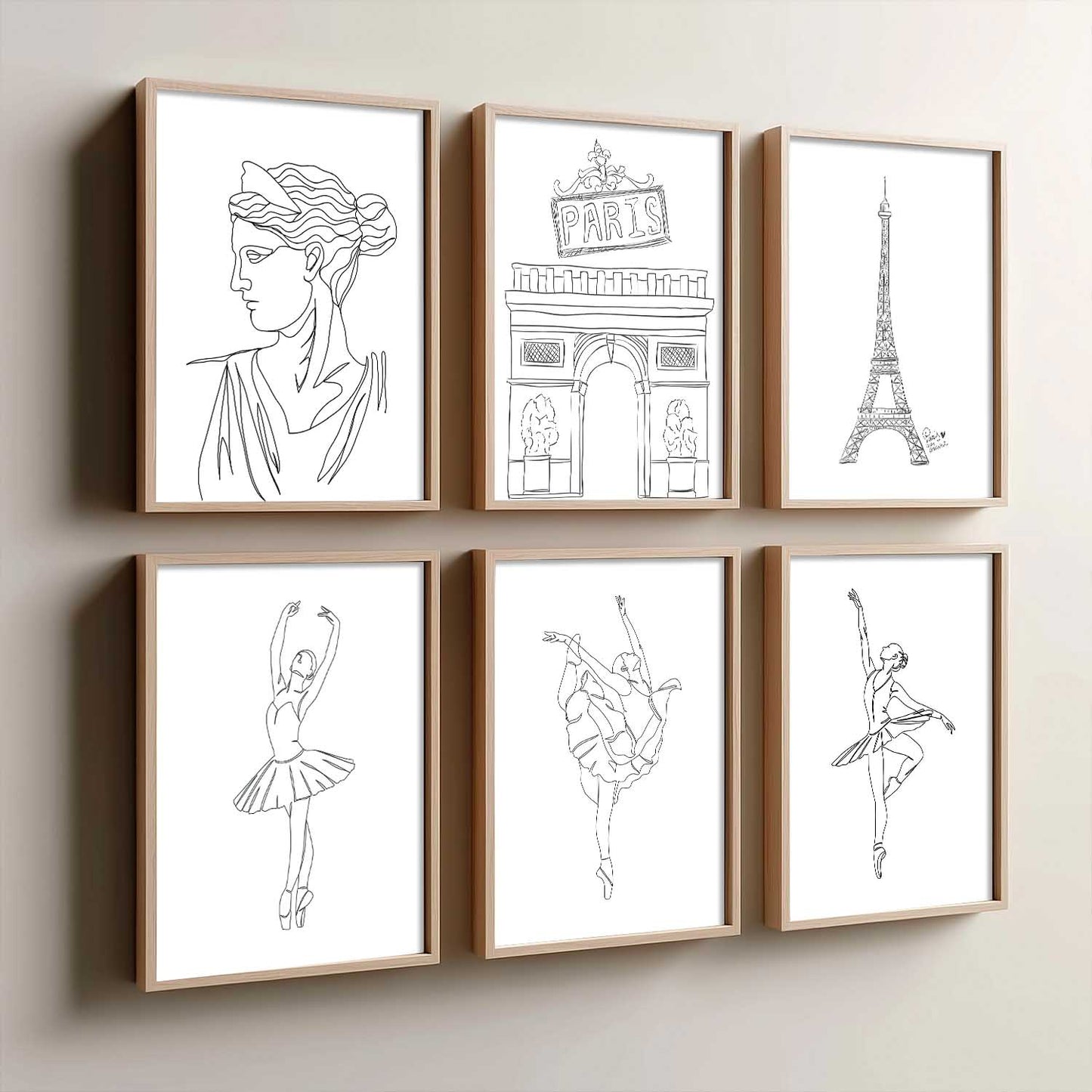 Minimalist Dancing Lady Wall Art Paintings with Frame for Living Room Bedroom