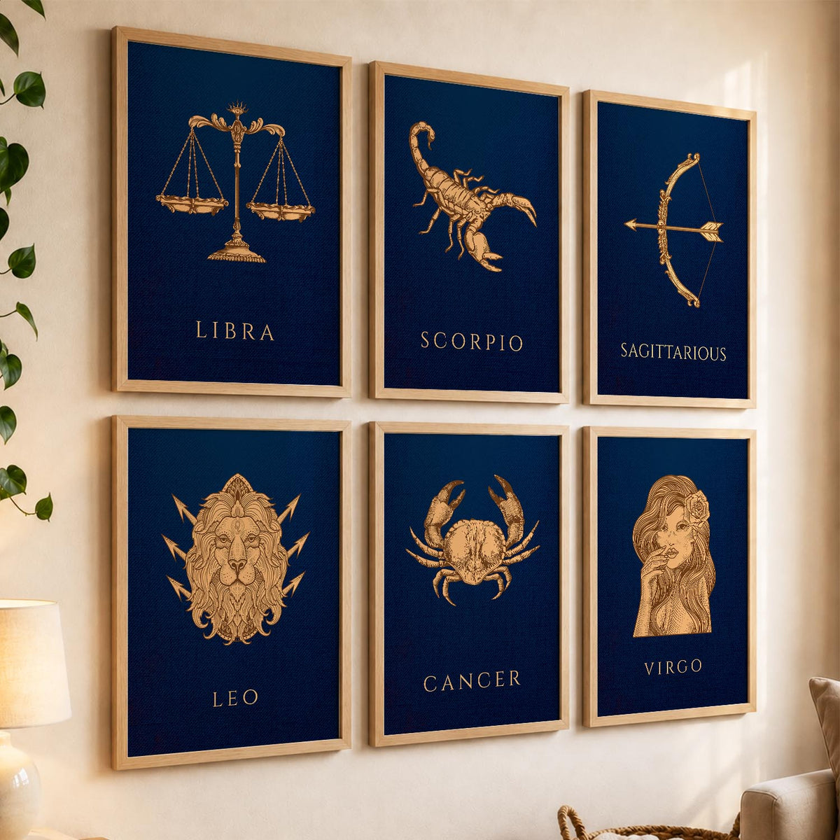 LIBRA SAGITTARIOUS LEO CANCER VIRGO SCORPIO Astrological Signs Wall Art Paintings with Frame for Living Room Bedroom