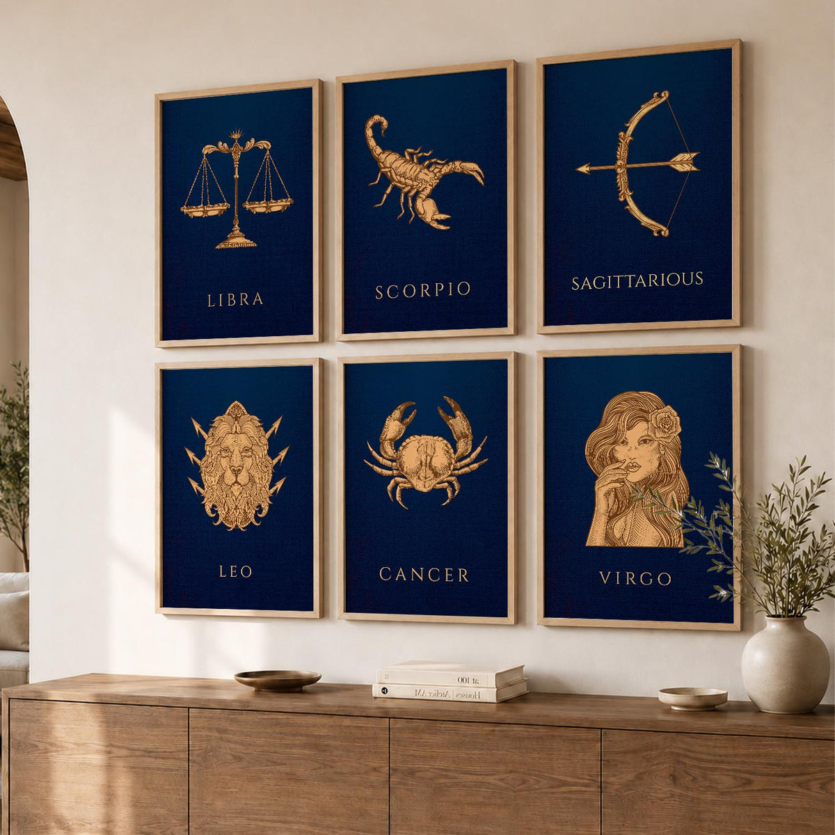 LIBRA SAGITTARIOUS LEO CANCER VIRGO SCORPIO Astrological Signs Wall Art Paintings with Frame for Living Room Bedroom