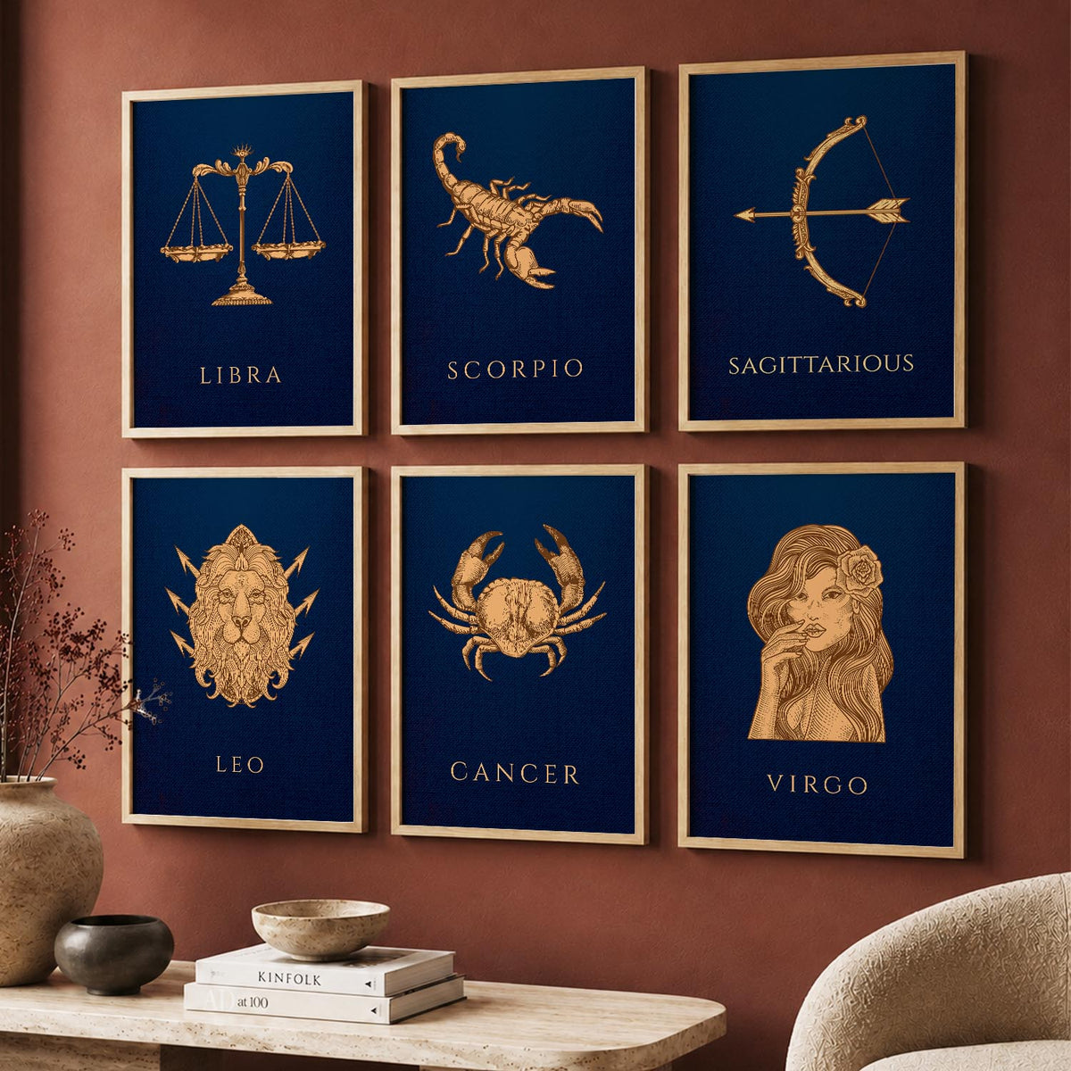 LIBRA SAGITTARIOUS LEO CANCER VIRGO SCORPIO Astrological Signs Wall Art Paintings with Frame for Living Room Bedroom