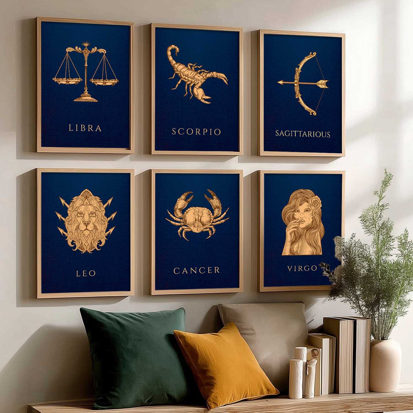 LIBRA SAGITTARIOUS LEO CANCER VIRGO SCORPIO Astrological Signs Wall Art Paintings with Frame for Living Room Bedroom