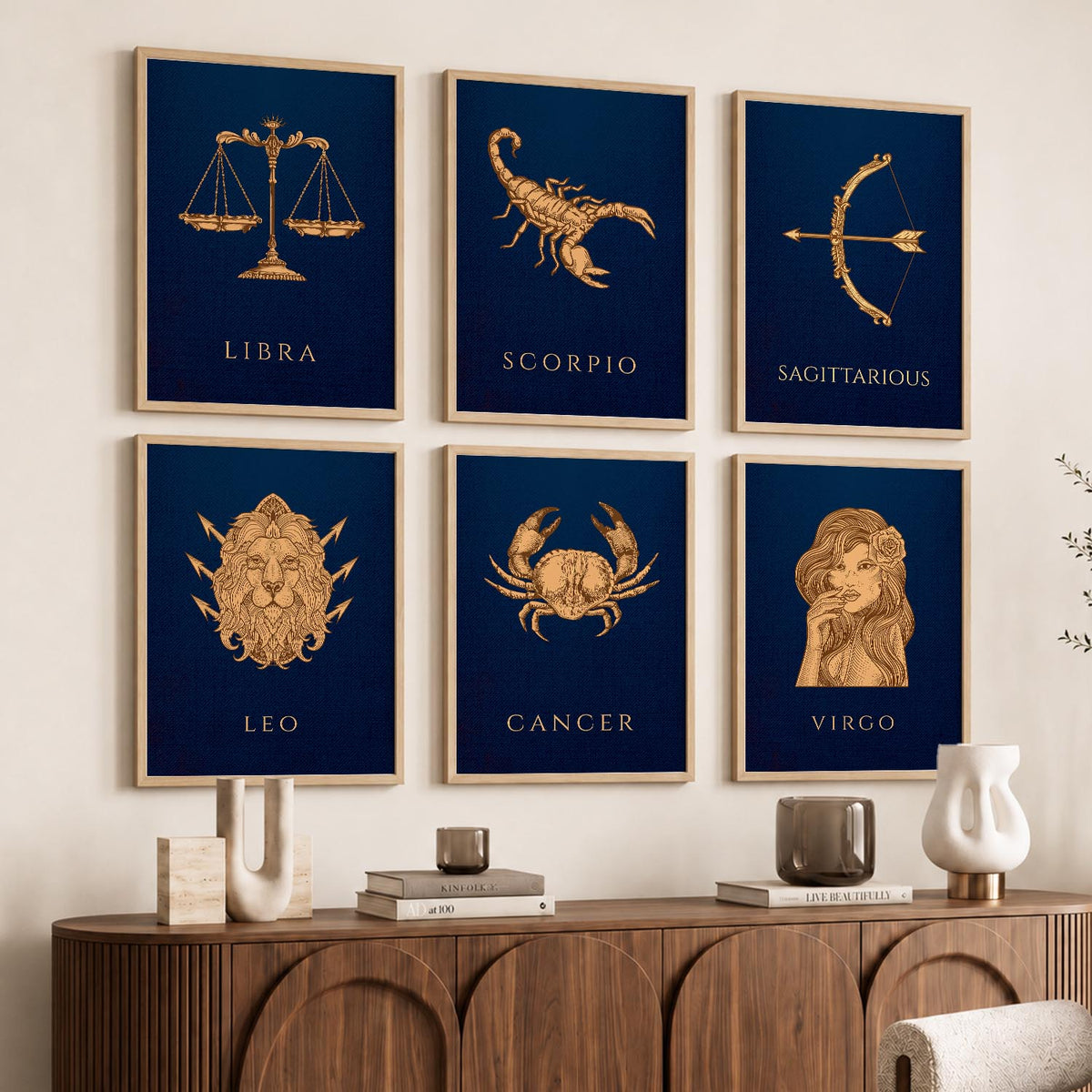 LIBRA SAGITTARIOUS LEO CANCER VIRGO SCORPIO Astrological Signs Wall Art Paintings with Frame for Living Room Bedroom
