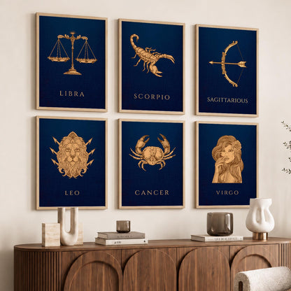 LIBRA SAGITTARIOUS LEO CANCER VIRGO SCORPIO Astrological Signs Wall Art Paintings with Frame for Living Room Bedroom