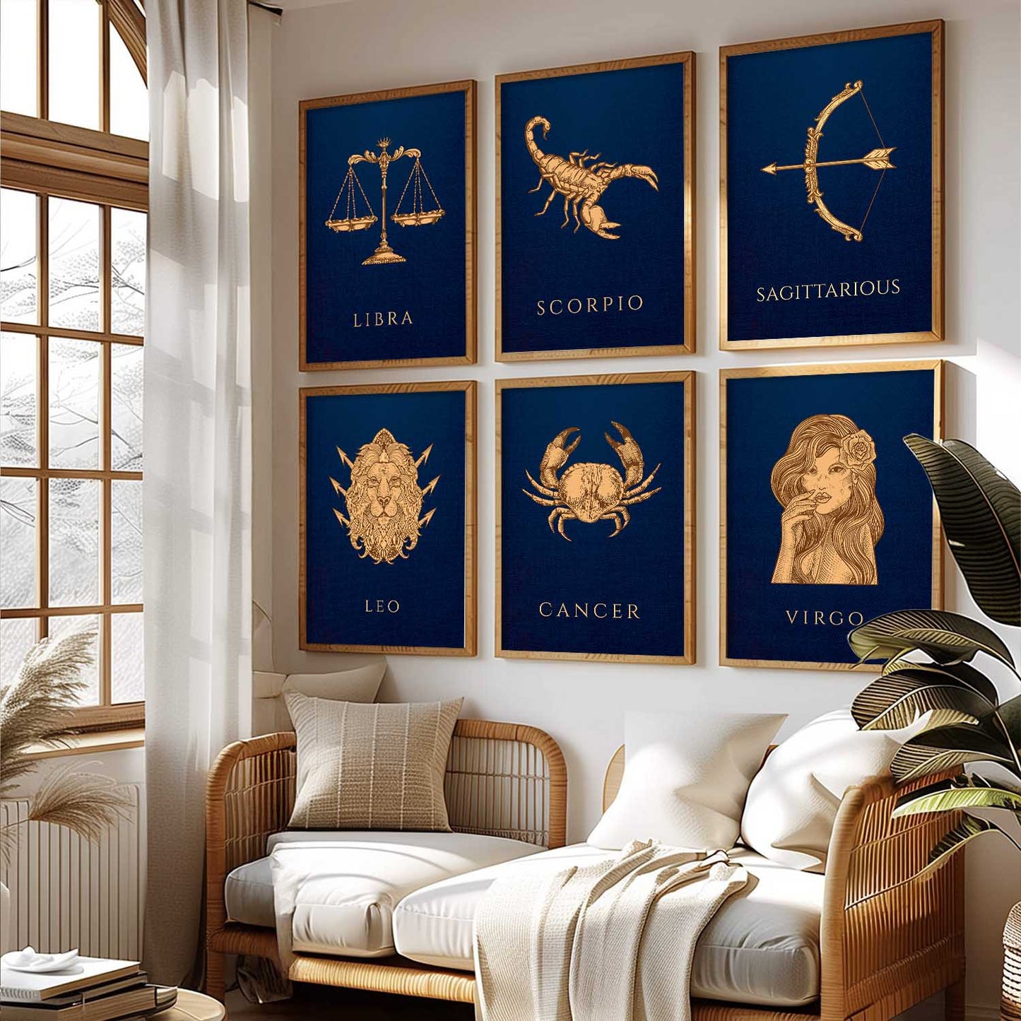 LIBRA SAGITTARIOUS LEO CANCER VIRGO SCORPIO Astrological Signs Wall Art Paintings with Frame for Living Room Bedroom