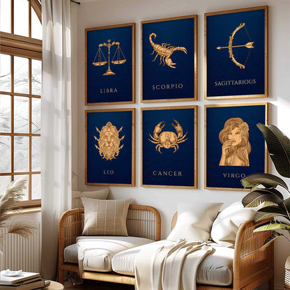 LIBRA SAGITTARIOUS LEO CANCER VIRGO SCORPIO Astrological Signs Wall Art Paintings with Frame for Living Room Bedroom
