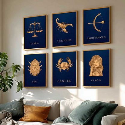 LIBRA SAGITTARIOUS LEO CANCER VIRGO SCORPIO Astrological Signs Wall Art Paintings with Frame for Living Room Bedroom