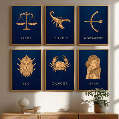 LIBRA SAGITTARIOUS LEO CANCER VIRGO SCORPIO Astrological Signs Wall Art Paintings with Frame for Living Room Bedroom