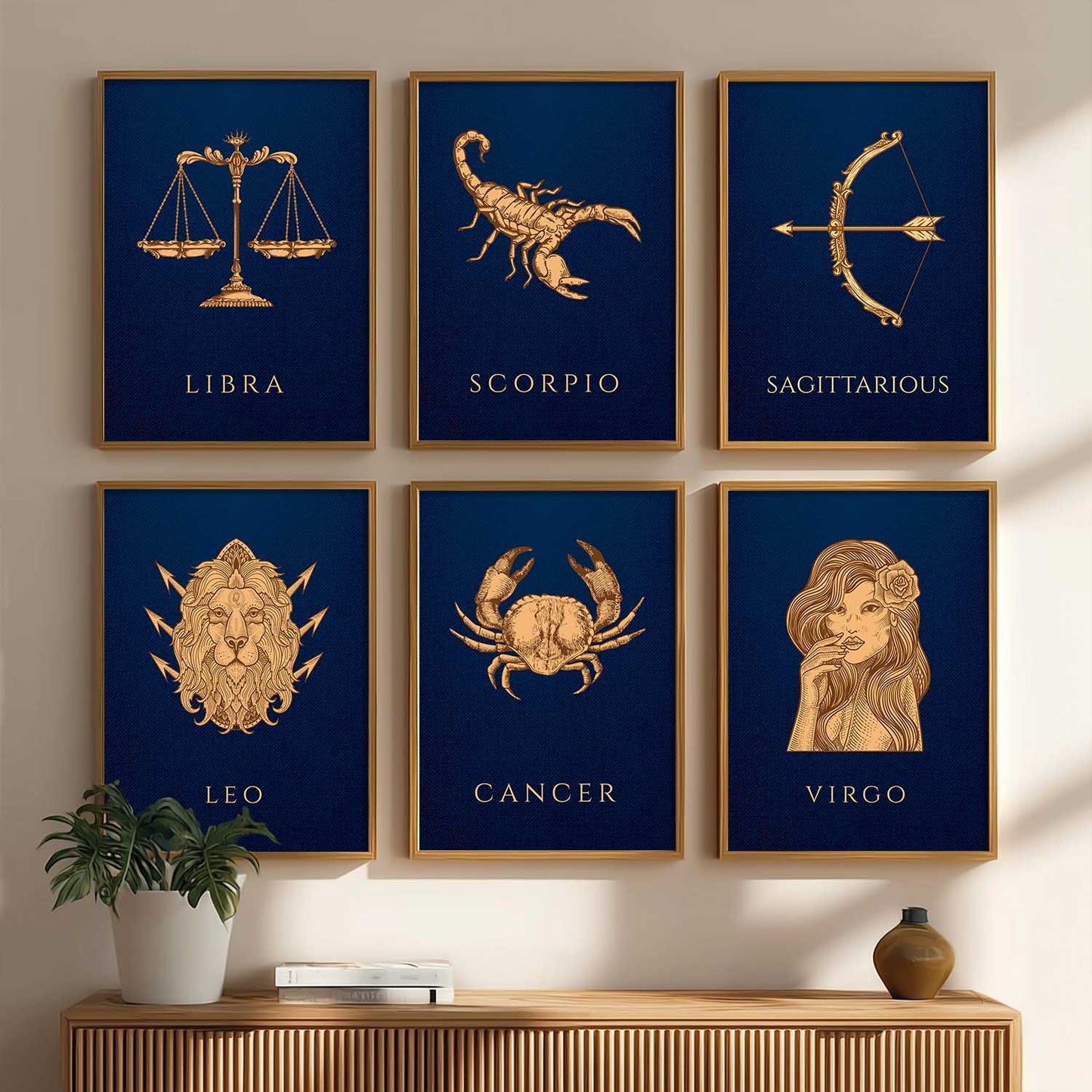 LIBRA SAGITTARIOUS LEO CANCER VIRGO SCORPIO Astrological Signs Wall Art Paintings with Frame for Living Room Bedroom