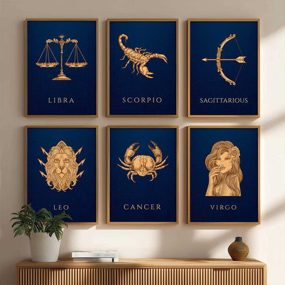 LIBRA SAGITTARIOUS LEO CANCER VIRGO SCORPIO Astrological Signs Wall Art Paintings with Frame for Living Room Bedroom