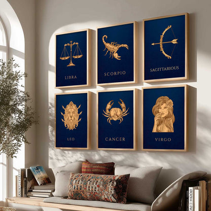 LIBRA SAGITTARIOUS LEO CANCER VIRGO SCORPIO Astrological Signs Wall Art Paintings with Frame for Living Room Bedroom