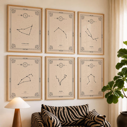 Constellation Combos Astrological Signs Wall Art Paintings with Frame for Living Room Bedroom