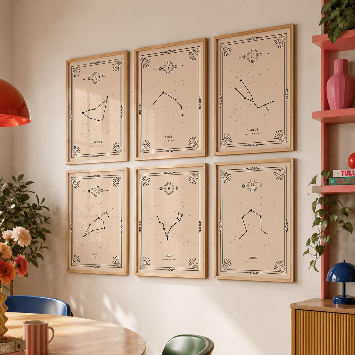 Constellation Combos Astrological Signs Wall Art Paintings with Frame for Living Room Bedroom