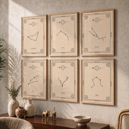 Constellation Combos Astrological Signs Wall Art Paintings with Frame for Living Room Bedroom