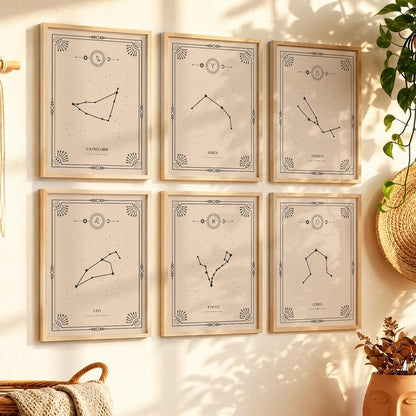 Constellation Combos Astrological Signs Wall Art Paintings with Frame for Living Room Bedroom