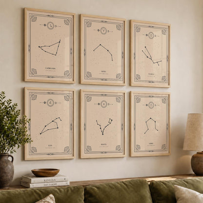 Constellation Combos Astrological Signs Wall Art Paintings with Frame for Living Room Bedroom