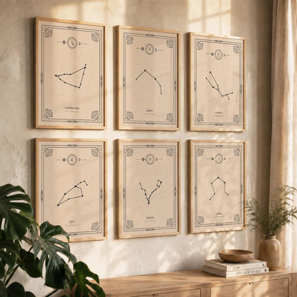 Constellation Combos Astrological Signs Wall Art Paintings with Frame for Living Room Bedroom