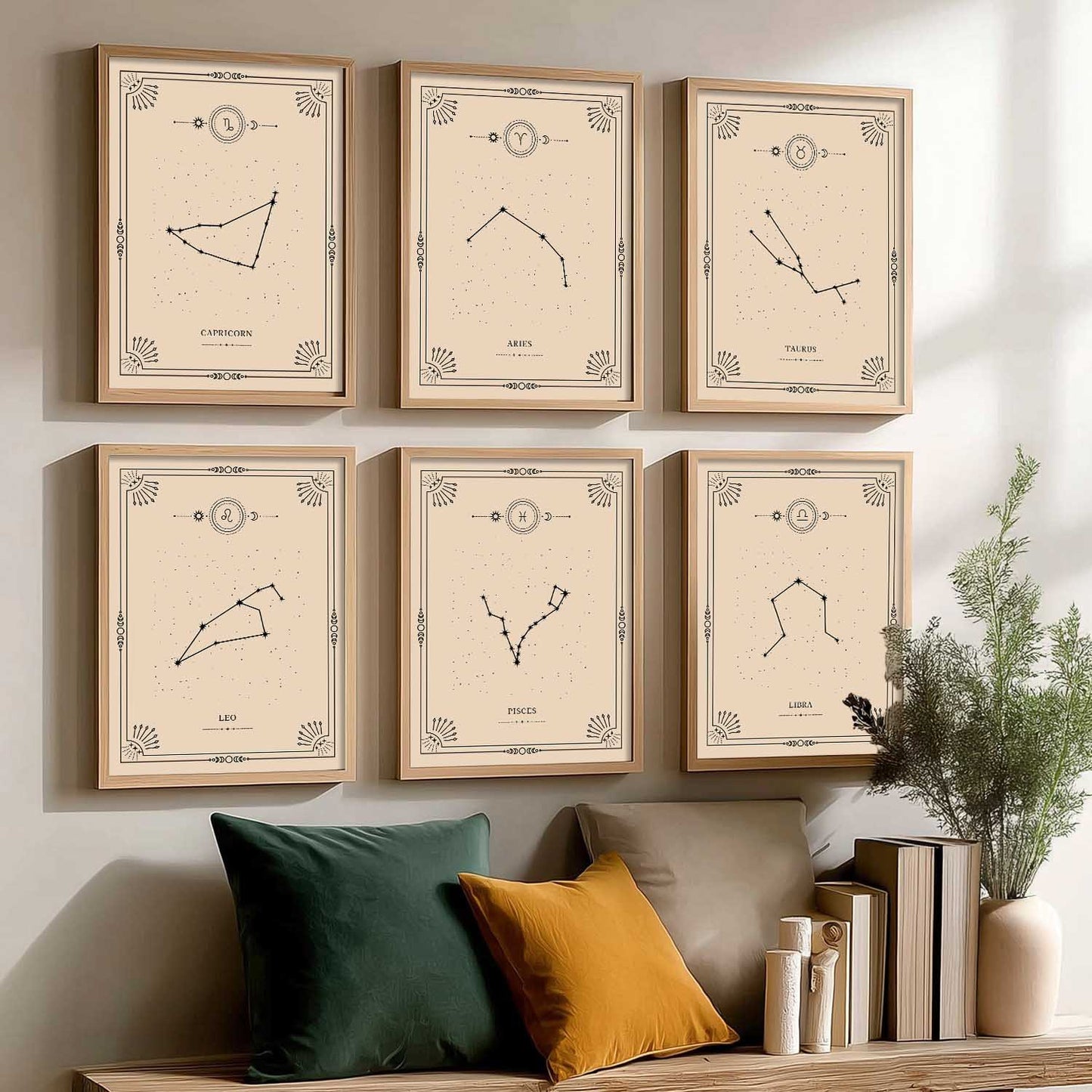 Constellation Combos Astrological Signs Wall Art Paintings with Frame for Living Room Bedroom