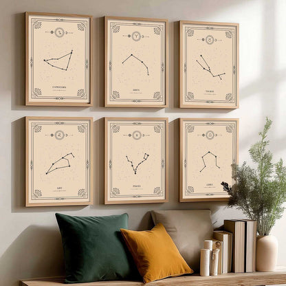 Constellation Combos Astrological Signs Wall Art Paintings with Frame for Living Room Bedroom